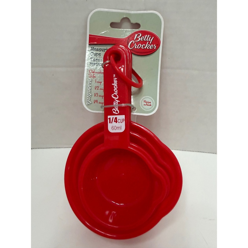 Betty Crocker Red Measuring Cups Set of 4 Essentials Dishwasher Safe New